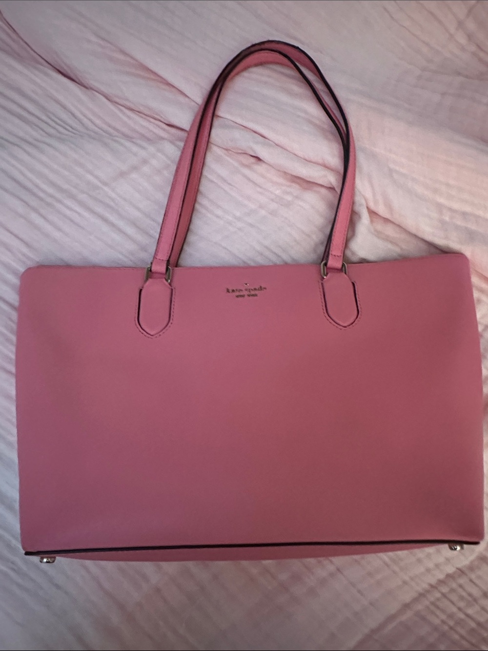 kate spade pink structured double-handle tote